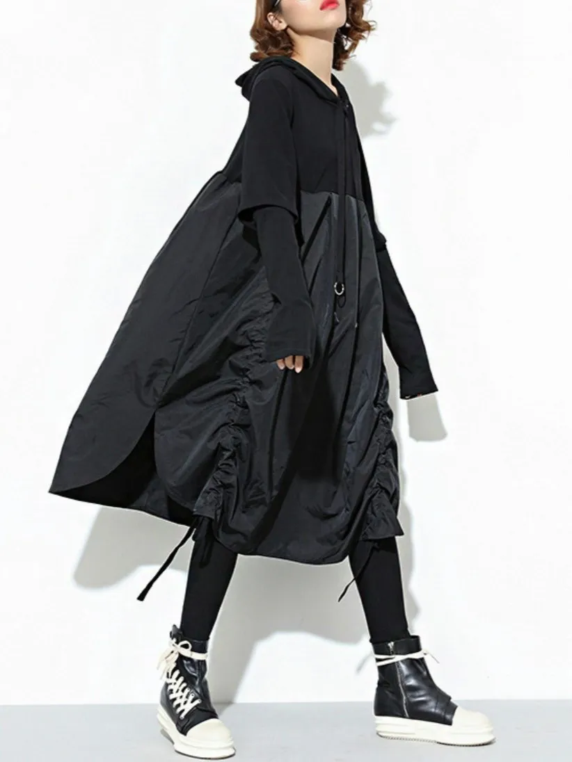 Новое весеннее осеннее женское асимметричное платье с длинным рукавом складное