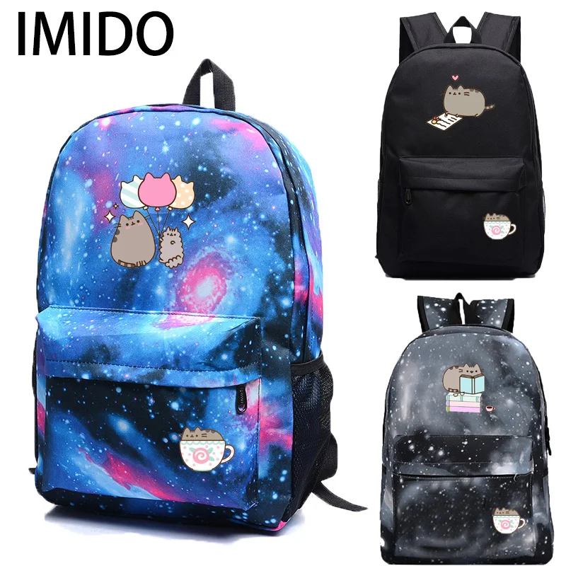 

IMIDO Cute Cat Backpacks for School Girls Large Capacity Star Shoulders Backpack Teenagers Laptop Bags Multifunction Travel Bag