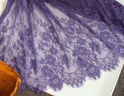 Blue purple 3 м/лот классический дизайн нейлоновое платье ресницы кружевной отделкой мягкий черный белый красный розовый темно-синий французский двусторонний Шантильи кружевная ткань 70 см - Цвет: Blue purple