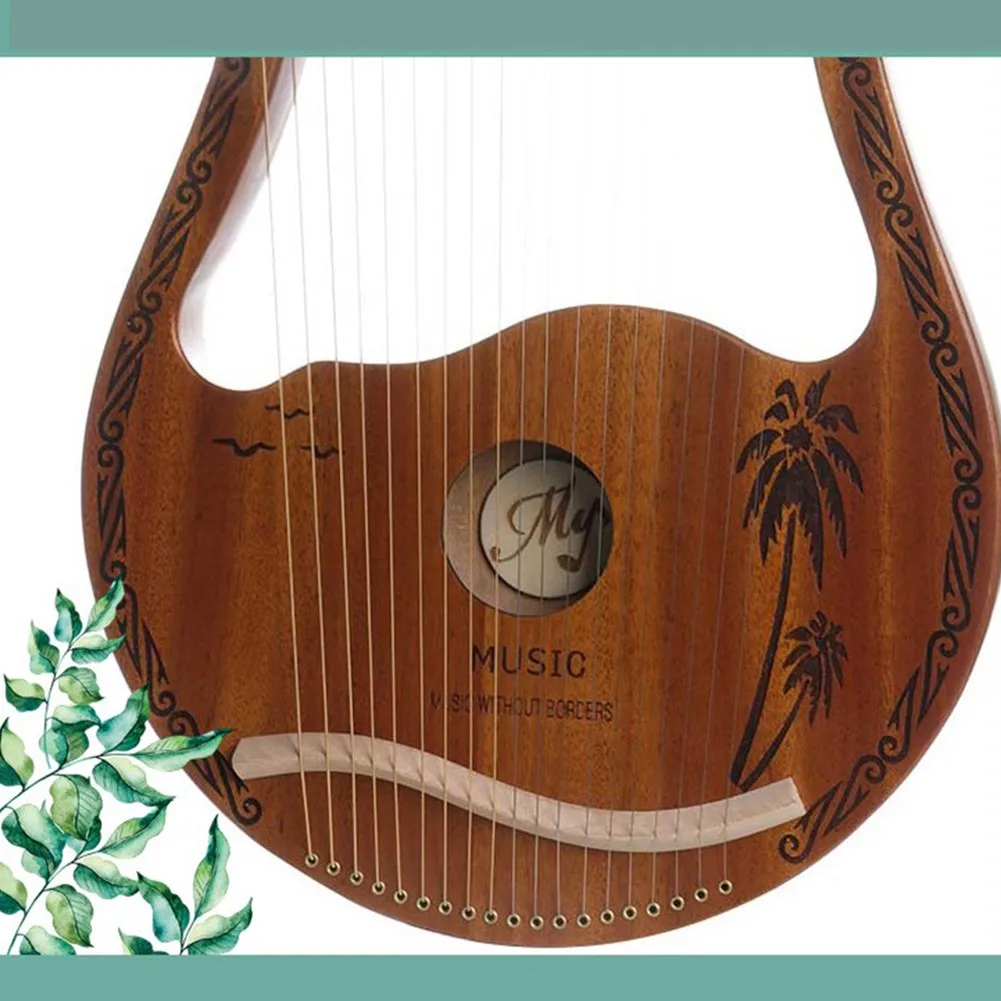 19 Strings Lyre Harp Wooden Mahogany Music Instrument Gift With Tuning Wrench Lyre Harp With Tuning Tool For Beginner Lyre enlarge