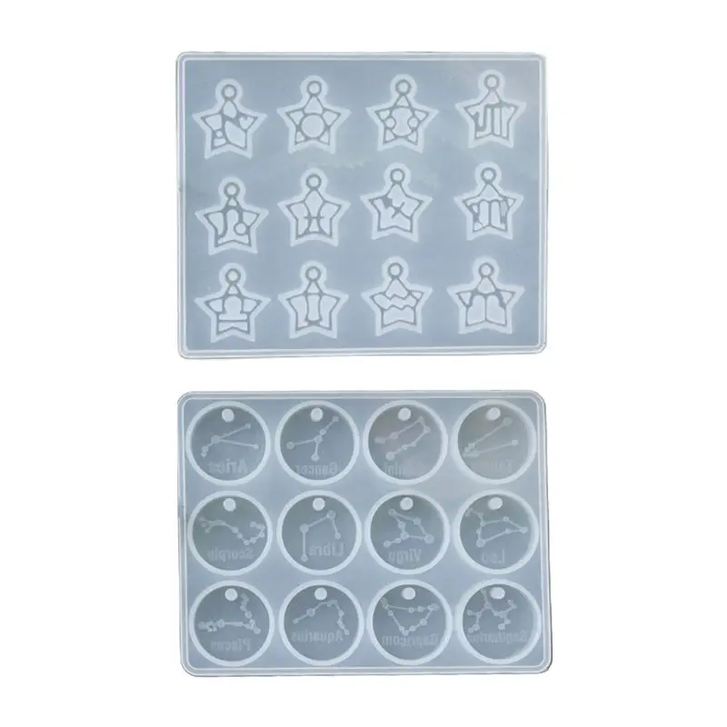 

2021 NEW Crystal Epoxy Resin Mold 12 Constellations Pendant Casting Silicone Mould DIY