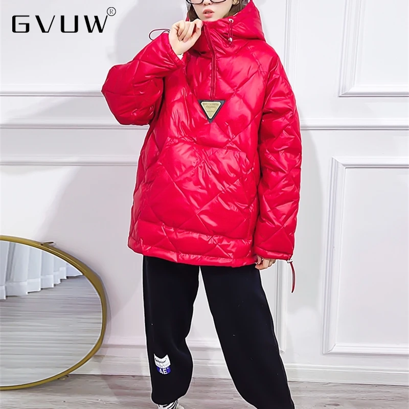 

Пуловер с капюшоном GVUW, красный пуховик из хлопка, женский короткий свитер, куртка, цветная хлопковая куртка, 2020