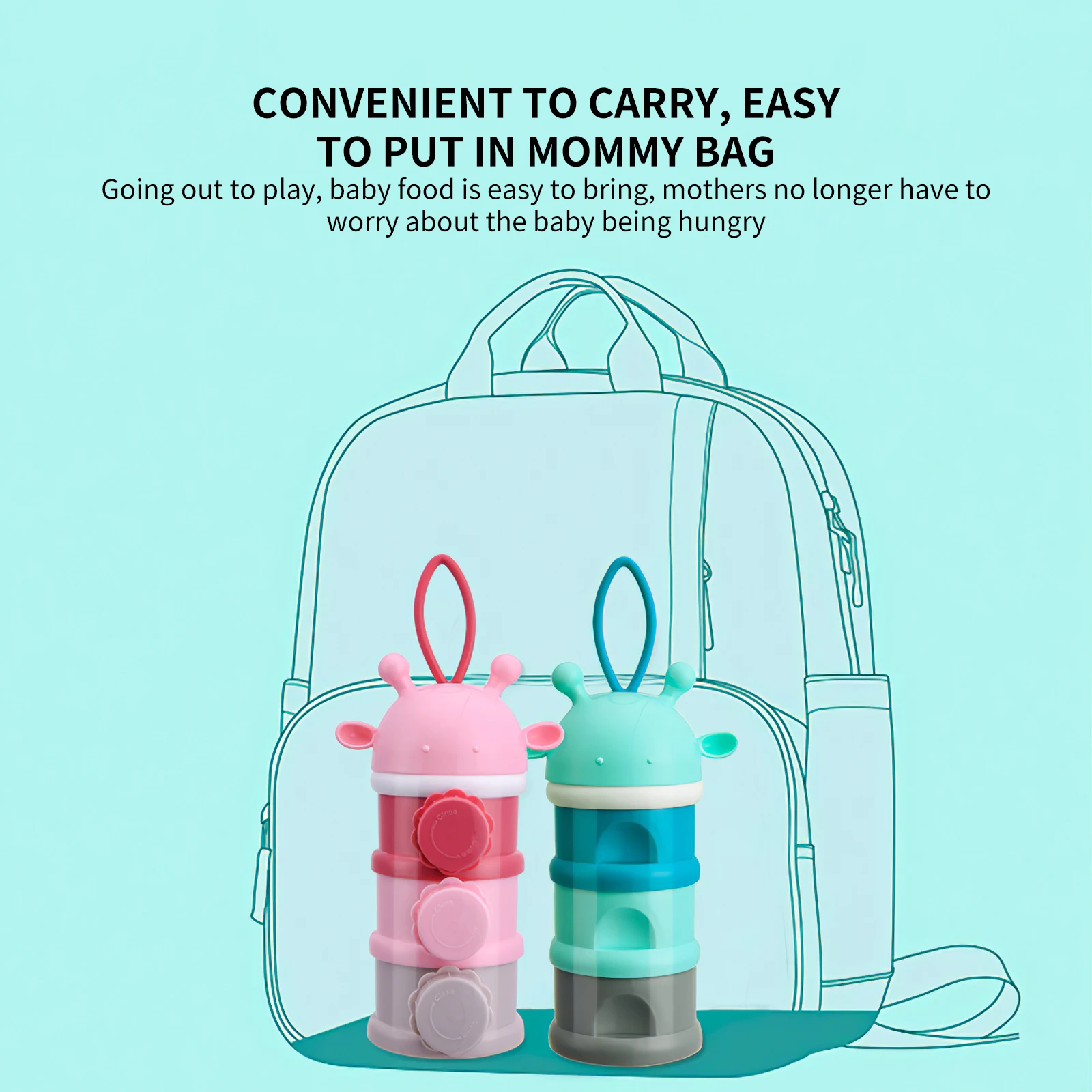 

Cute Cartoon Baby Food Storage Containers Infant Milk Powder Box Formula Dispenser 3 Layers Portable Toddler Snacks Container