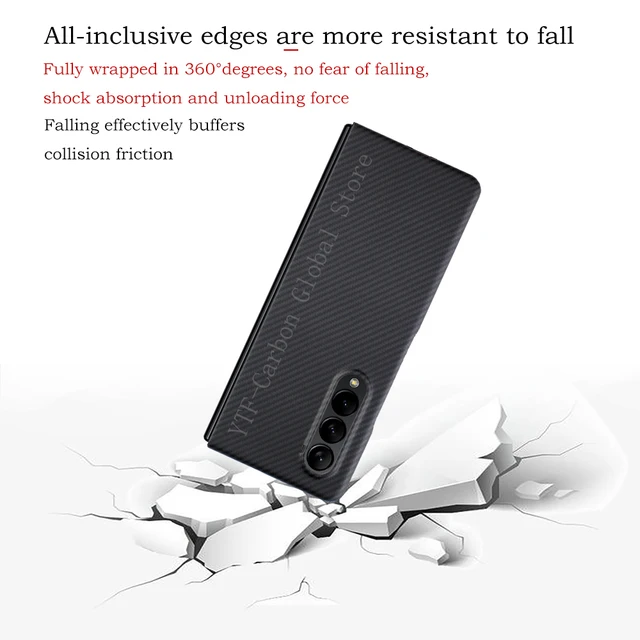 YTF-Carbon 600D carbon fiber phone case for Samsung Galaxy Z Fold 4 case Aramid Fiber Shock Absorbent Slim Design Z Fold 3 cover 3