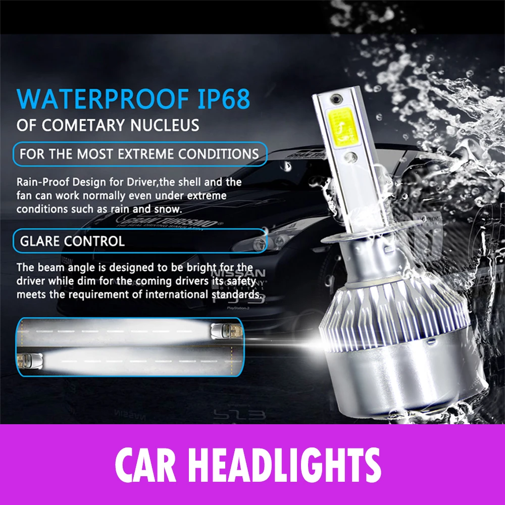 C6 H1 H3 H4 H7 Светодиодная лампа для автомобильных фар H11 H13 9004 9005 9006 9007 12 В лампы
