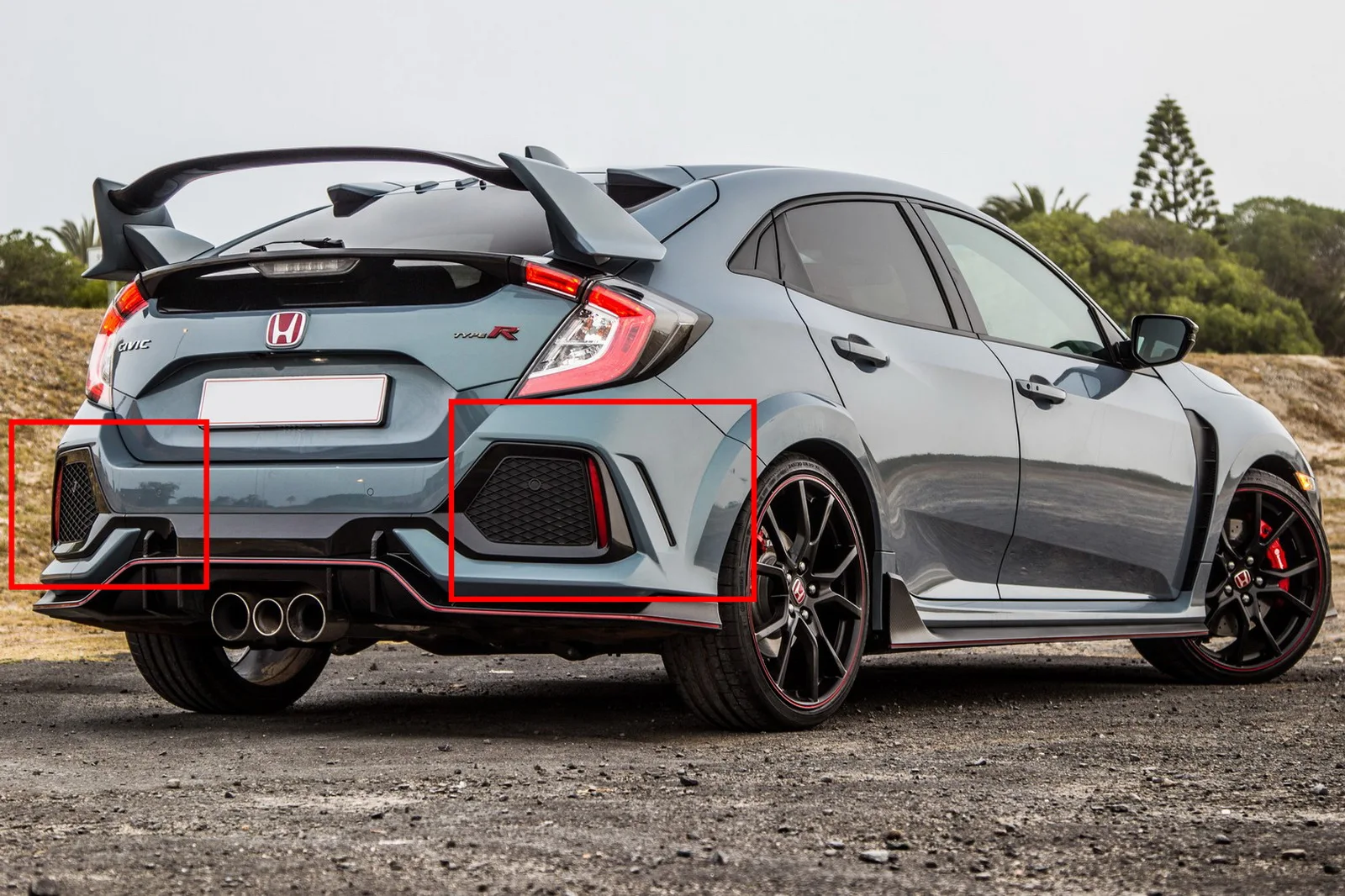 ANGRONG 2x красная крышка объектива задний бампер отражатель для Honda Civic X FK FC хэтчбек