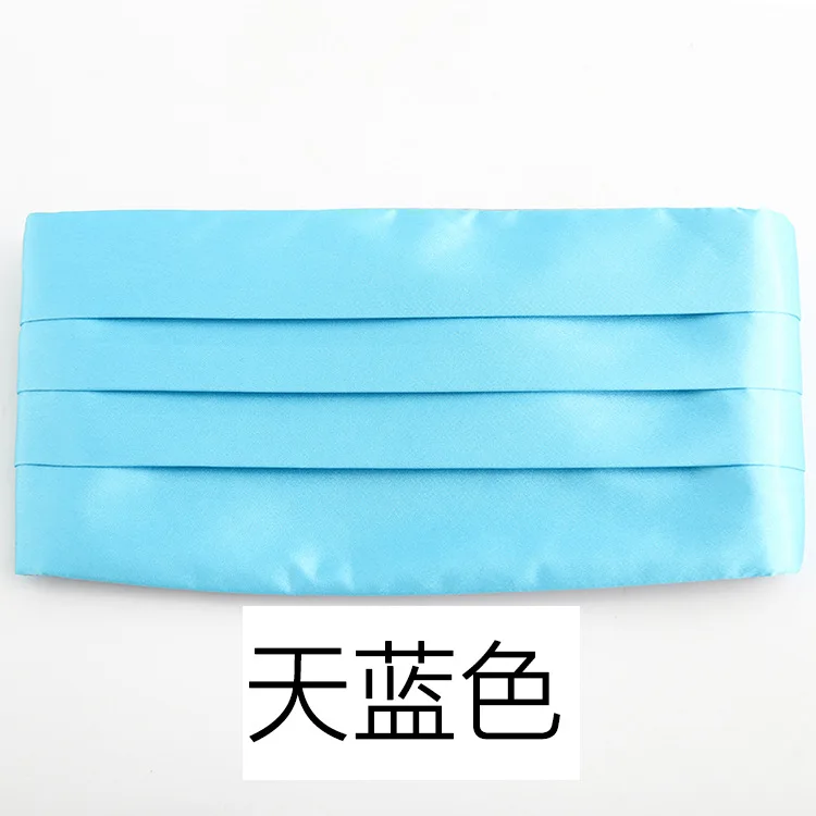 sky blue Мужской классический широкий пояс из сатина, эластичный пояс, широкий пояс для смокинга, для торжественных свадеб, выпускного вечера, вечерние, на талии - Цвет: sky blue