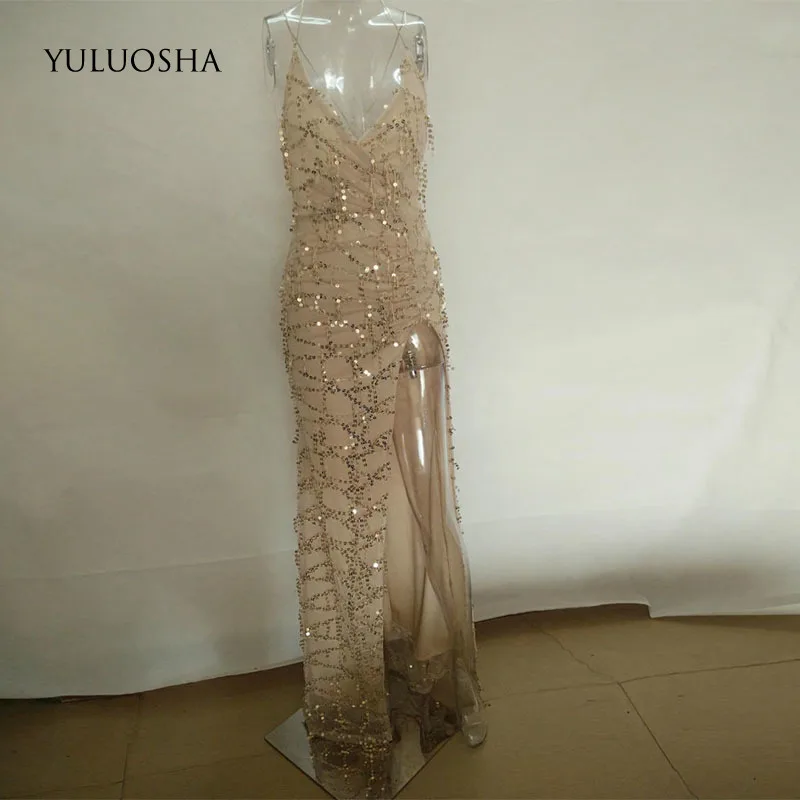 YULUOSHA новое официальное платье сексуальное с открытой спиной v образным вырезом
