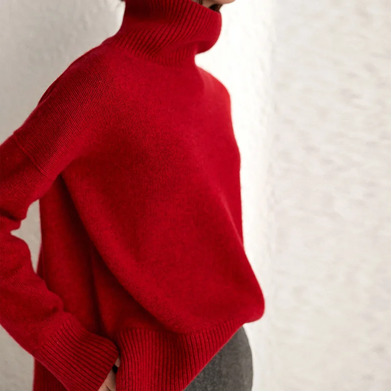 

Large size knitted sweater lazy wind turtle neck female fashion autumn and winter loose outer wear bottoming sweater
