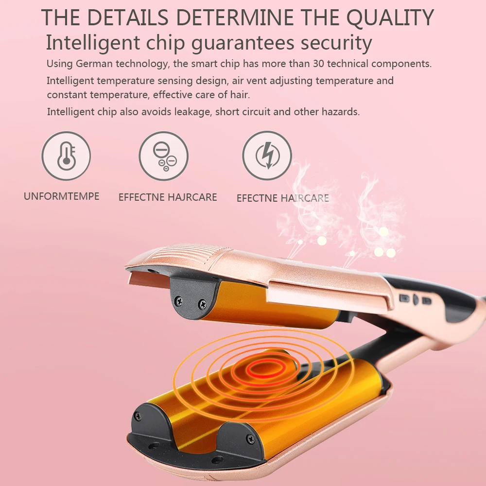 Professional Tourmaline Ceramic Heating wave hair straighteners Fast Warm-up Crimper curler corrugated Iron styling tools | Красота и