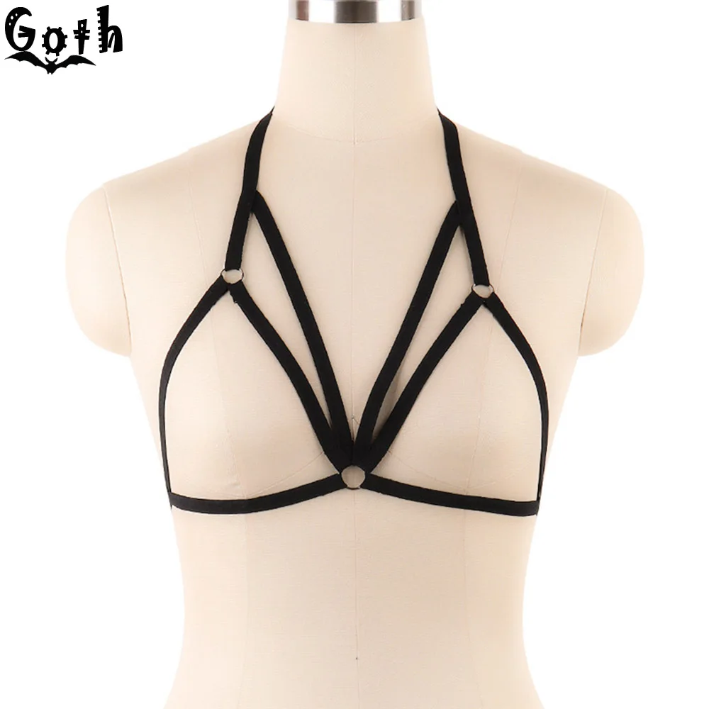 Goth сексуальный бюстгальтер в клетку женское нижнее белье с пуш-ап черное