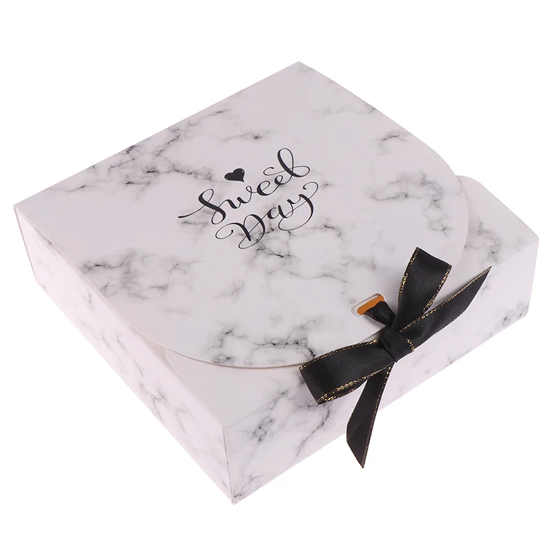 

1pcs Creative Simple marble style Gift box Kraft Paper DIY gift bag Candy box Party Supplies Valentine's Day Gift 16.5*16.5*5cm