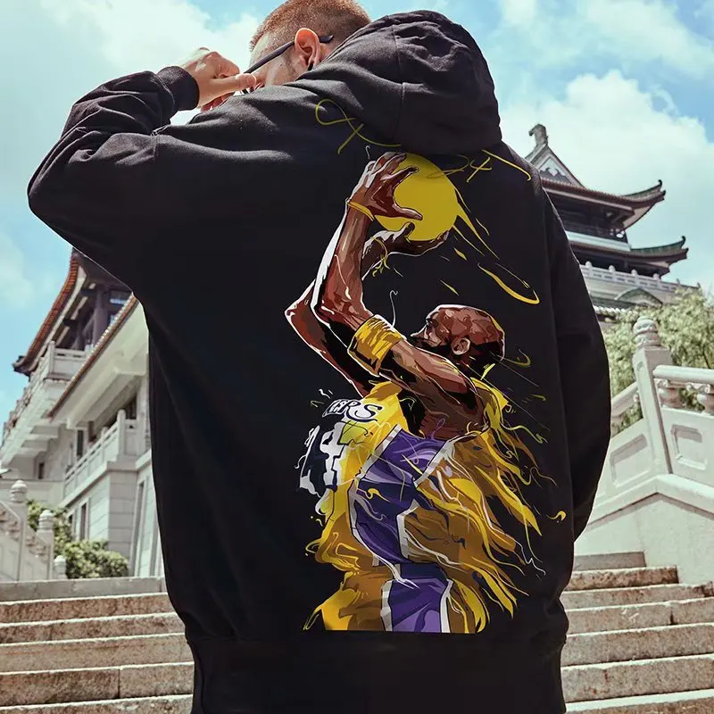 

Trend brand hip hop hoodie basketball player commemorative sweater fall oversized men's harajuku gothic pullover chic streetwear