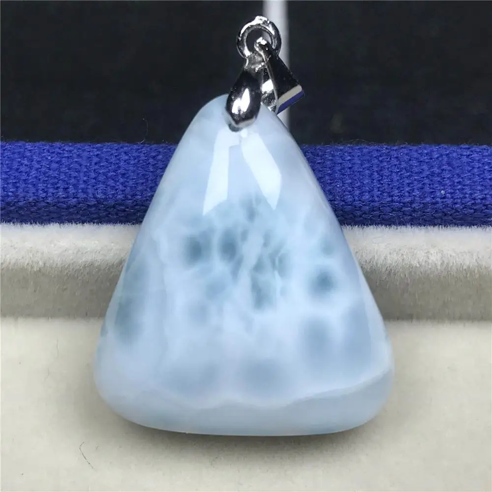 Natural Blue Larimar Pendant For Women 24x21x9mm Triangle Beads Dominica Crystal Clear Gemstone Fashion Jewelry AAAAA | Украшения и