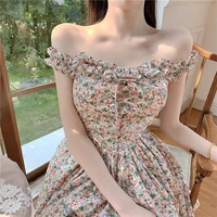 sleeveless summer sling dress floral spaghetti strap dress ruffle mini beach dress lady sundress femme robe 2022 spring fashion