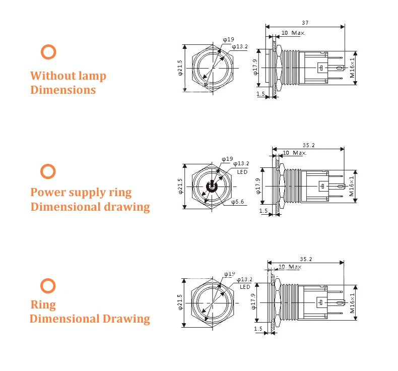 12V металлический кнопочный переключатель Мощность Кнопка Водонепроницаемый на