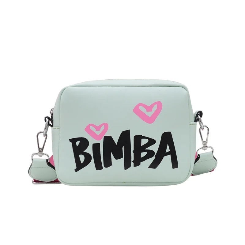 

New Letter Print PU Leather Crossbody Bags for Women Box Shaped Single Shoulder Strap Women Chest Bags