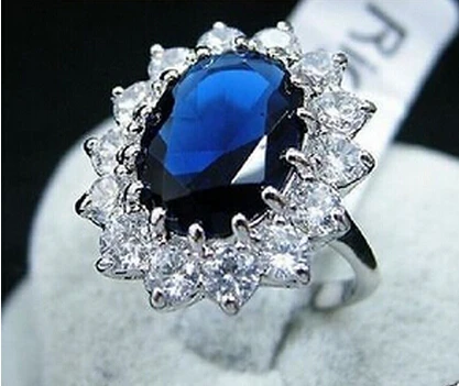 + 904 Новое роскошное циркониевое Кристальное голубое бваль кольцо размер 6 7 8 9 # RINGE