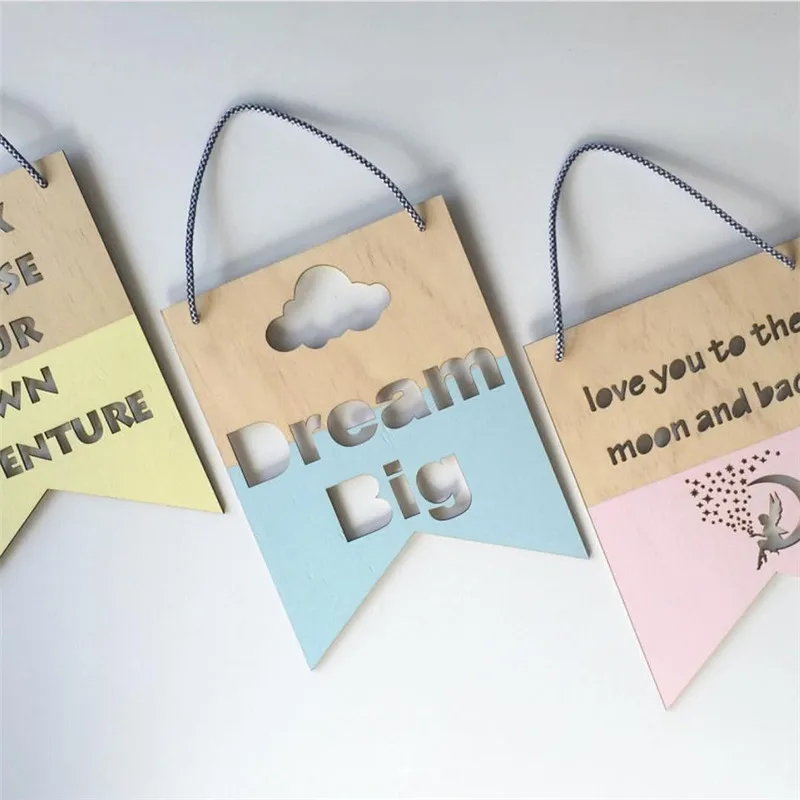 INS скандинавский стиль положительный лозунг баннер гирлянда деревянный