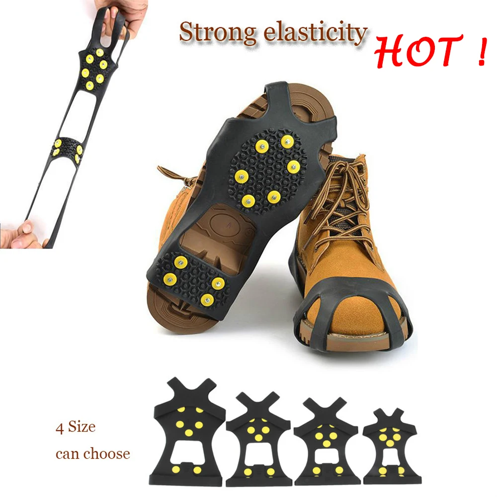 

Crampons for Snow and Ice 10 Studs Anti-Skid Snow Ice Thermo Plastic Elastomer Climbing Shoes Cover Spikes Grips Cleats