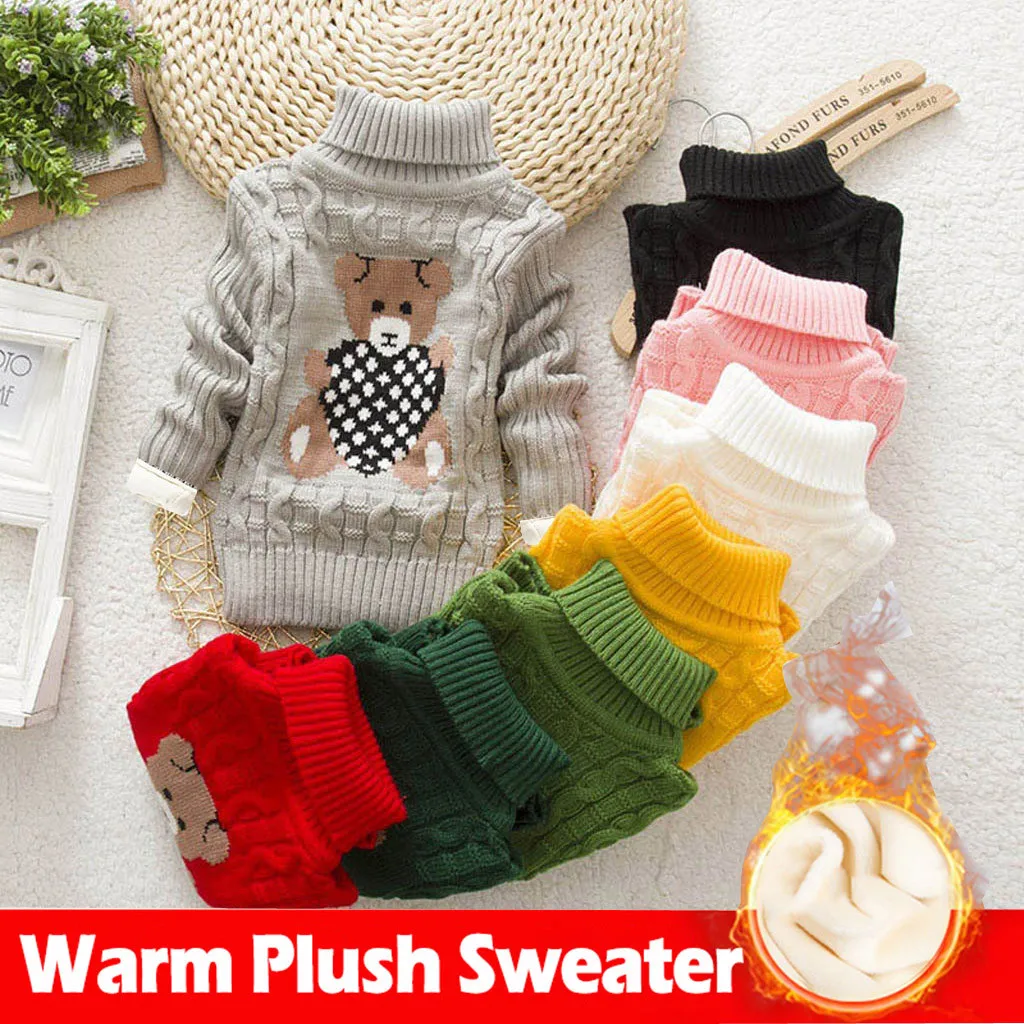 Зимние милые топы для детей ясельного возраста теплый свитер с длинными рукавами