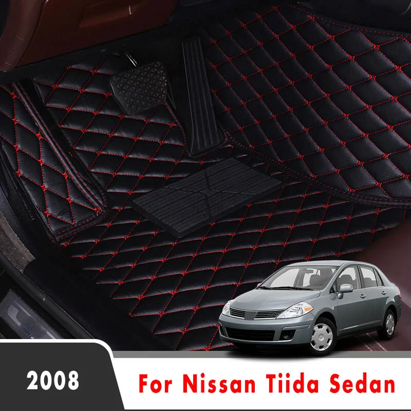 

Автомобильные коврики для Nissan Tiida Sedan 2008, защитные аксессуары для салона автомобиля, кожаные коврики, водонепроницаемые противогрязные ковр...