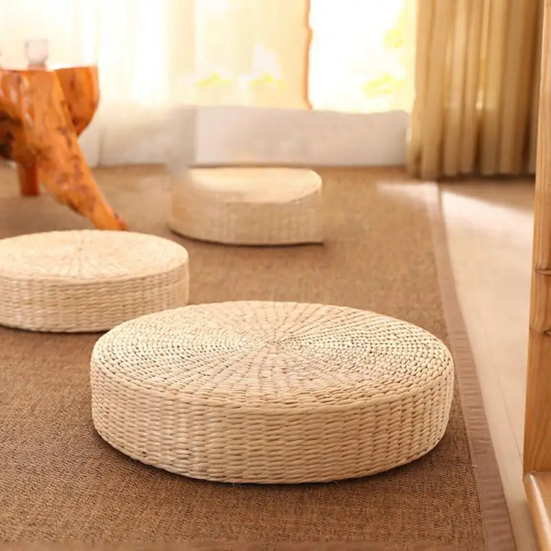 

Home Decoration Accessories Tatami Cushion Meditation Cushions Round Straw Weave Handmade Pillow Floor Chair Seat Mat