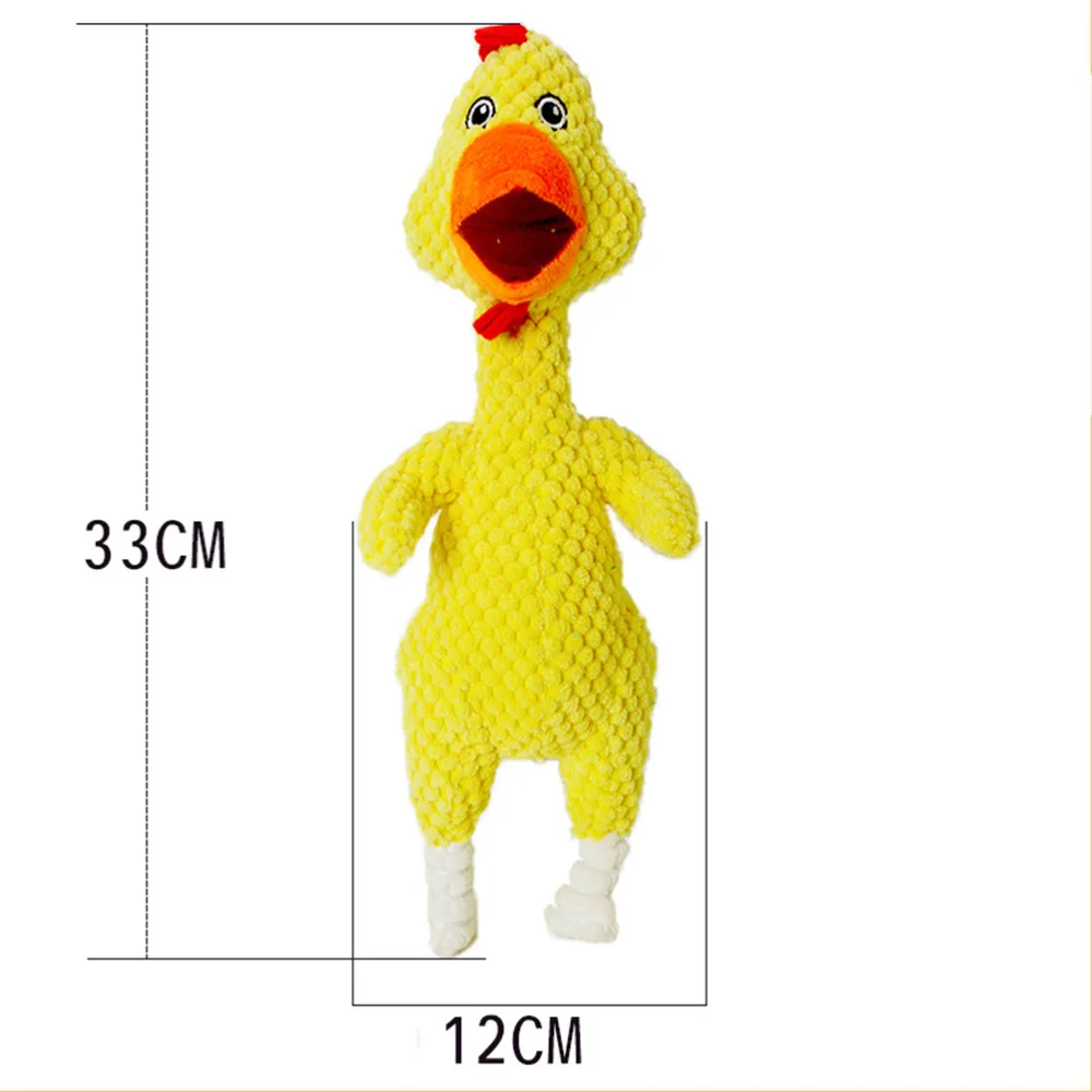 

3pcs Screaming Chicken Pet Dog Toys Cartoon Sound Squeaky Toys Chew Bite Doll Pet Supplies (+ Green + Yellow)