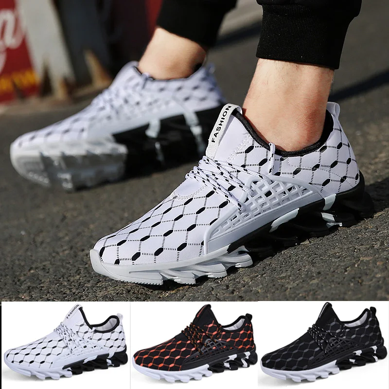 

Newbeads Men's Lace Up Running Sneakers Shoes Mesh Non-Slip Blade Big Size Breathable Sports Winter Male Fashion Outdoor Shoes