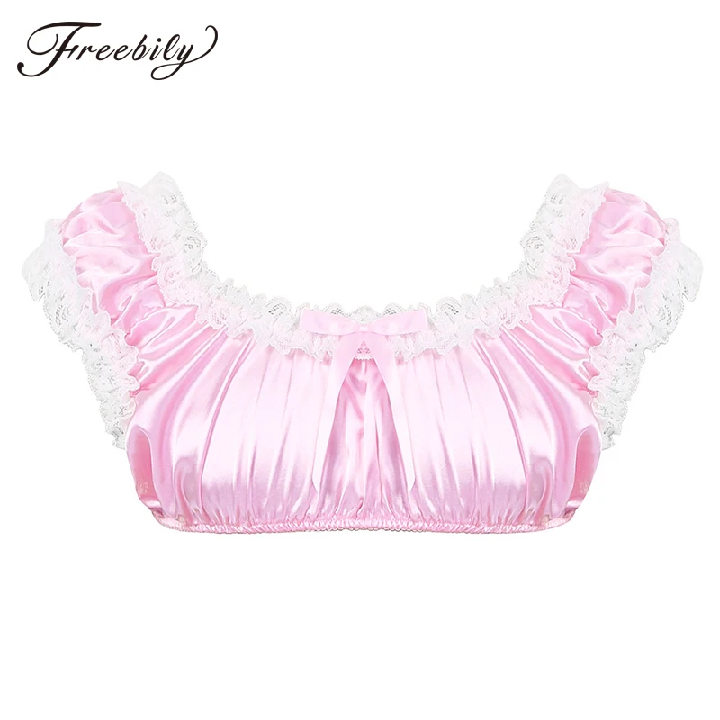 Мужской бюстгальтер для переодевания без косточек гладкое атласное нижнее белье