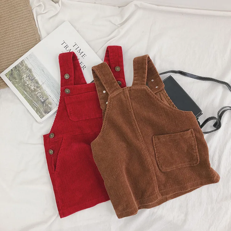 Baby Girl Clothes Autumn Sundress Toddler Suspender Corduroy Straps Overalls with Pocket Bebes Clothing Kids Dresses for Girls | Детская