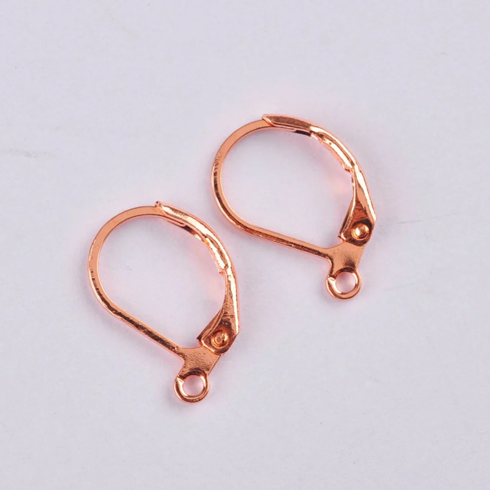 1000pcs Rose Gold Plated French Earring Hooks Wire Settings Base Hoops Earrings Accessories For Jewelry Making