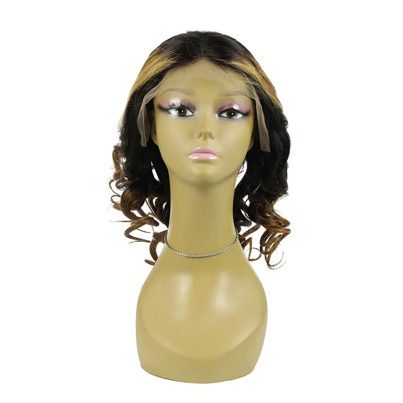 Оптовая Продажа virgin remy100 % человеческих волос фронта шнурка парик два тона 14