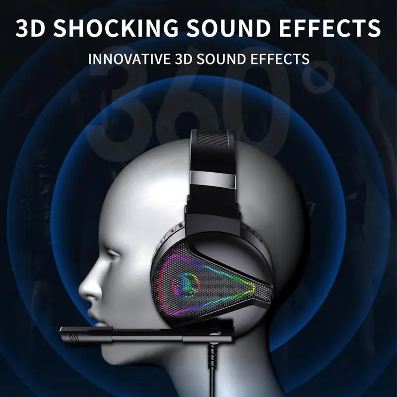 

F16 RGB Gaming Headset LED Luminous Professional 7.1 Headphone Computer Wired Noise Reduction Earphone With Microphone