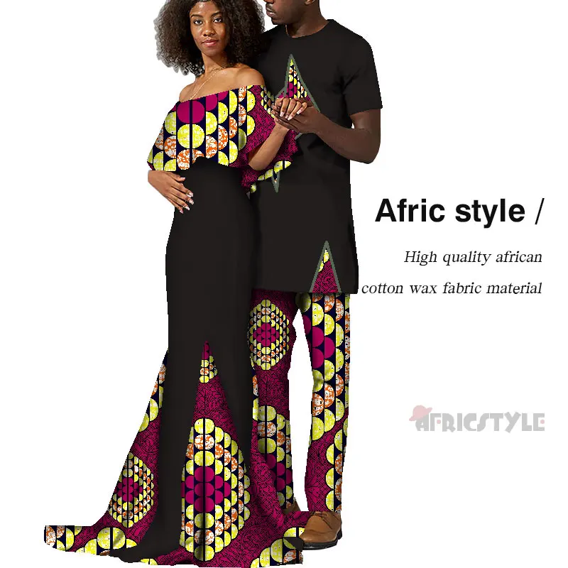 2020 африканская одежда для влюбленных пар комплект из топа и брюк с Африканским