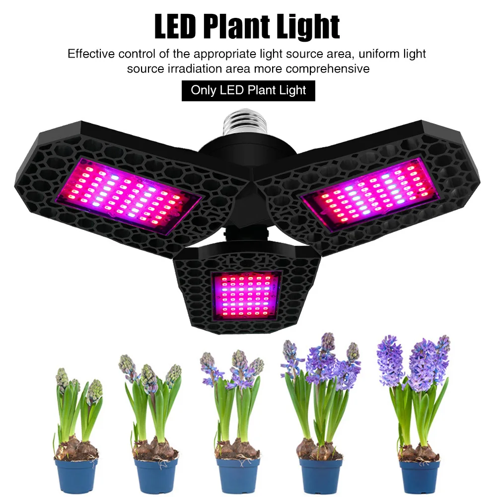 

144 LEDs For Hydroponics Foldable Seeding Nursery Greenhouse Plant Grow Light Houseplants Indoor Three Leaf Waterproof Garden