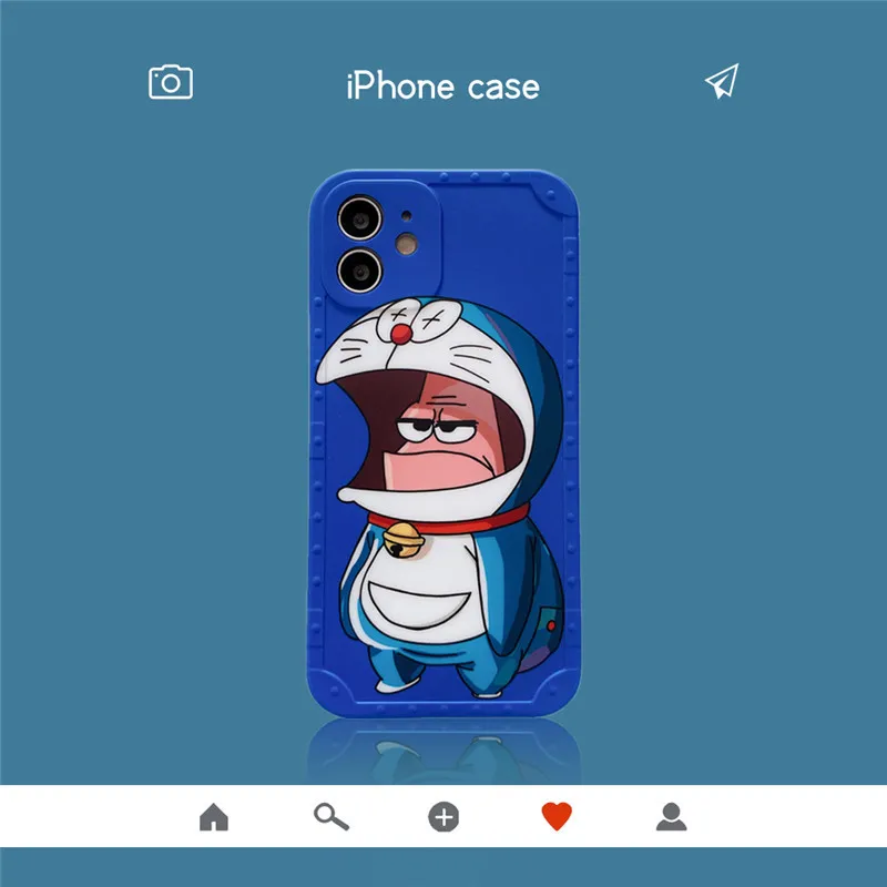 

Bandai Doraemon чехлы для телефонов с аниме для iPhone Xr Xs Max 7 8 Plus 11 12 Pro Max Kawaii Blue Machine Cat чехол для смартфона