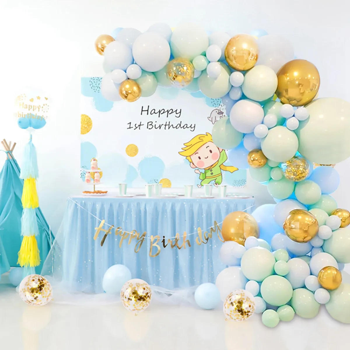 126Pcs/Set Macaron Balloon Garland Arch Gold Sequins Ballon Wedding Birthday Balloon Birthday Party Decor Kids Baby Shower Decor