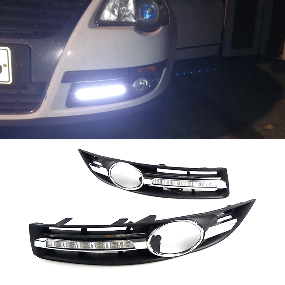 CSCSNL 1Pair Car Fog Lights For Volkswagen VW Passat B6 2005 2006 2007 2008 2009 2010 2011 LED DRL Daytime Running Light - купить по