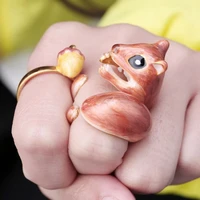 3 pcsset stack enamel squirrel elk swan animal ring for women open cuff combination rings set fashion jewelry drop shipping