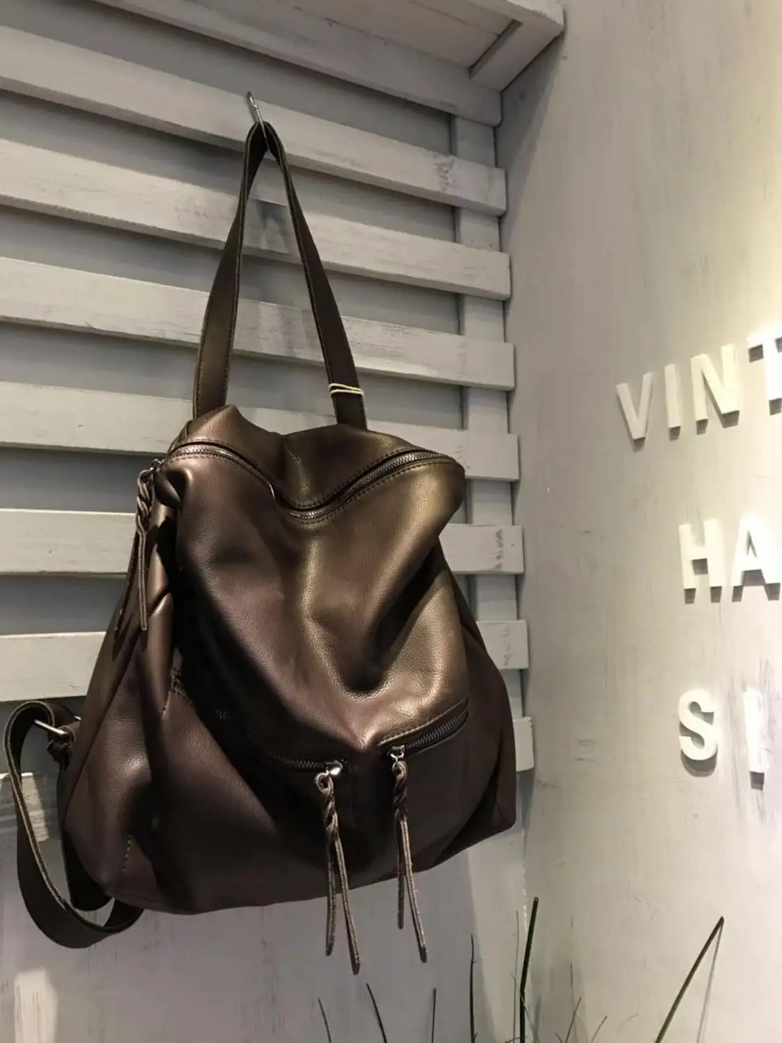 brown Vendange кожаный рюкзак ручной работы винтажная Повседневная сумка 2498 - Цвет: brown
