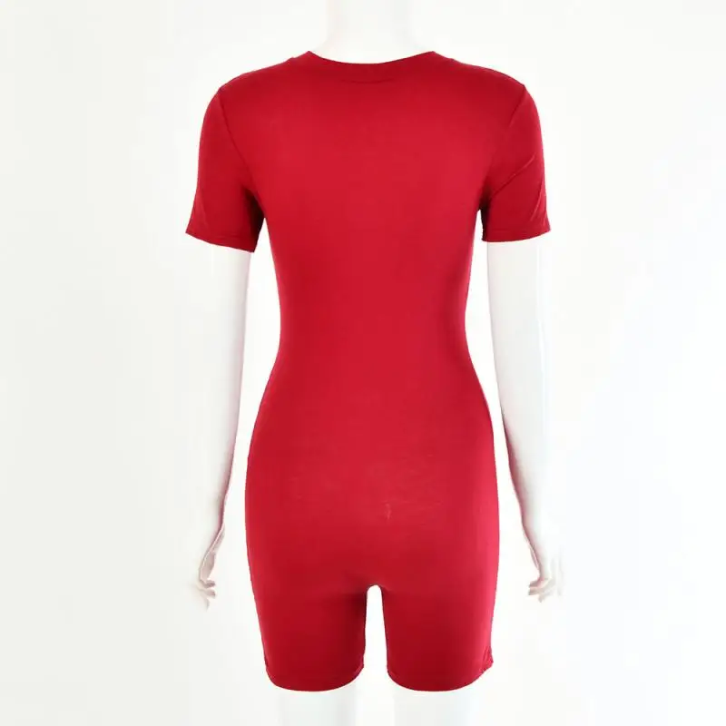 

NewAsia Fitness Bodycon Playsuit Women Zip Up Sexy Jumpsuit Solid Short Sleeve Jumpsuit Shorts 2020 Casual Autumn Romper Clothes