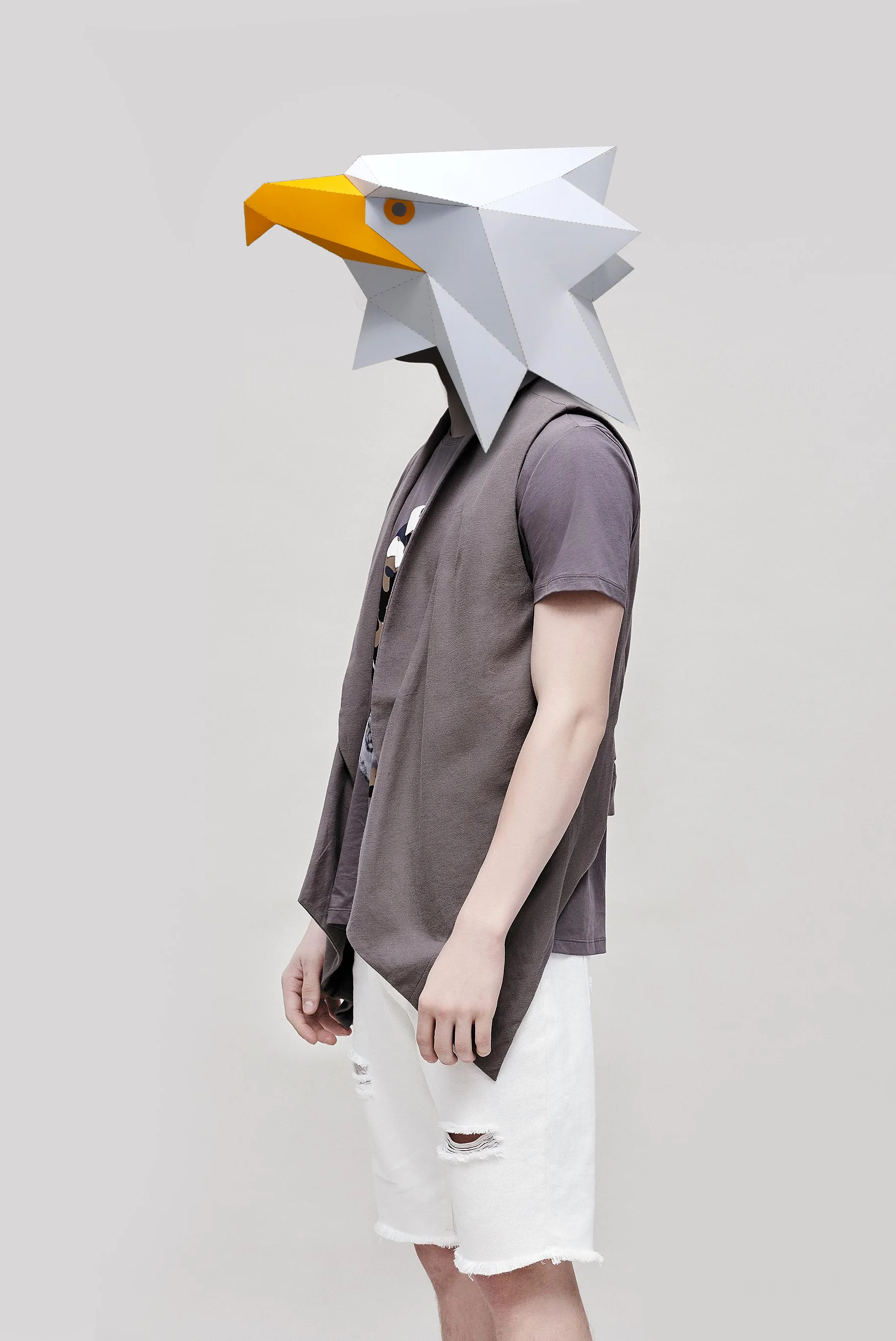 3D Бумажная Маска Белый Ястреб Орел Костюм Косплей DIY бумажная рукоделие