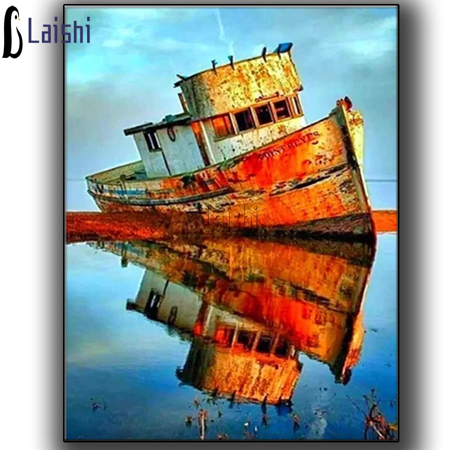 

Алмазная живопись, Парусный корабль на море, полноразмерная вышивка, Набор для вышивки крестиком, мозаичная картина, настенная наклейка, По...