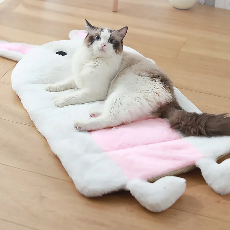 

Коврик для сна для домашних животных, мягкая плюшевая котят, двухцелевая теплая подстилка, дышащая крутая Нескользящая кровать для кошек, т...