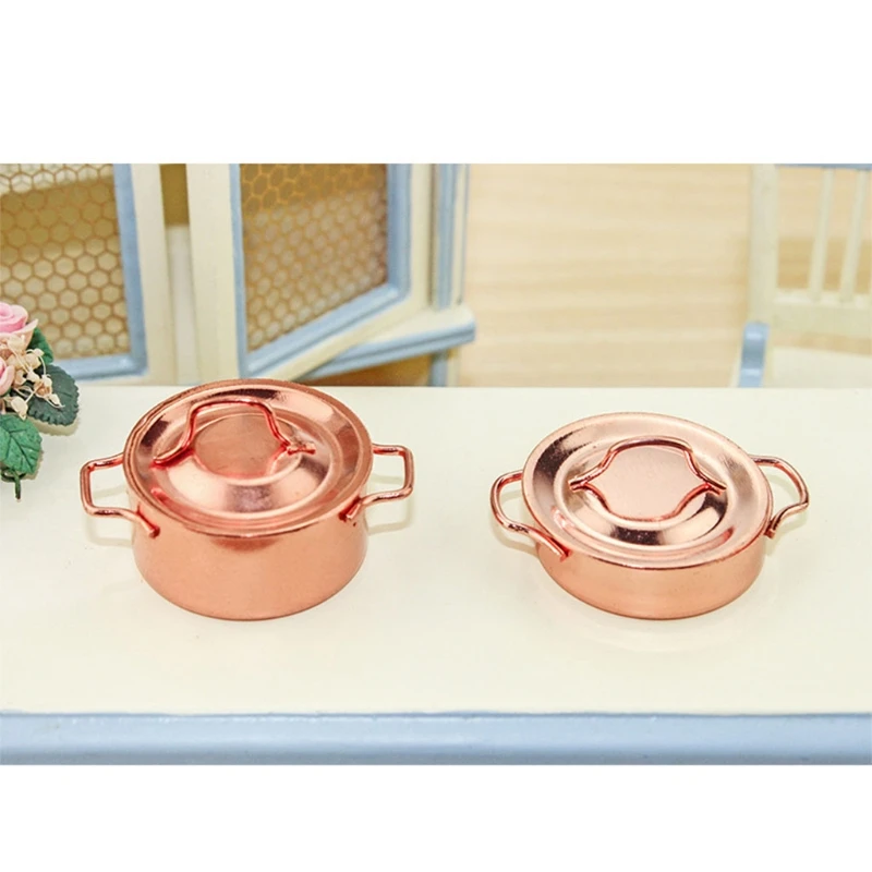 Dollhouse Accessory Pot Golden Color 1:12 Scale Miniature Cooking Kettle Cookware Kitchen Kit Scene Toy | Дом и сад