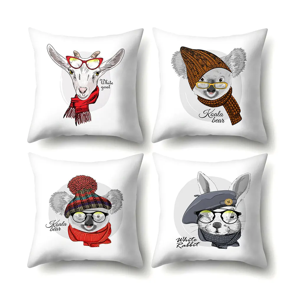 4Pcs Funny Cute Animal Sheep Dog Throw Pillow Cover Square Removable Breathable Cushion Case Home Car Decoration | Дом и сад
