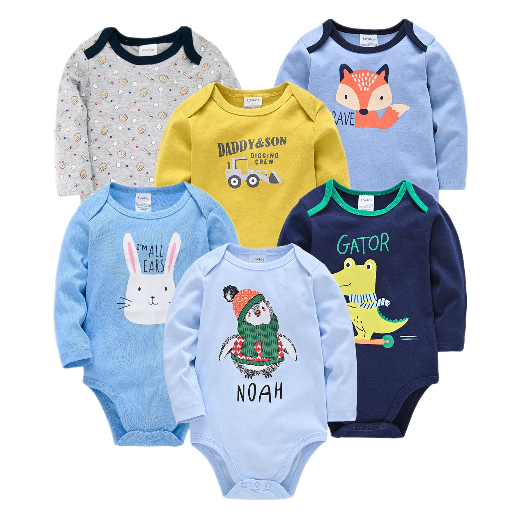 

Kavkas Baby Boys Girls Bodysuit 6 PCS 3 PCS Long Sleeve 100% Cotton Baby Clothes 0-12 months Newborn body bebe Jumpsuit Clothing