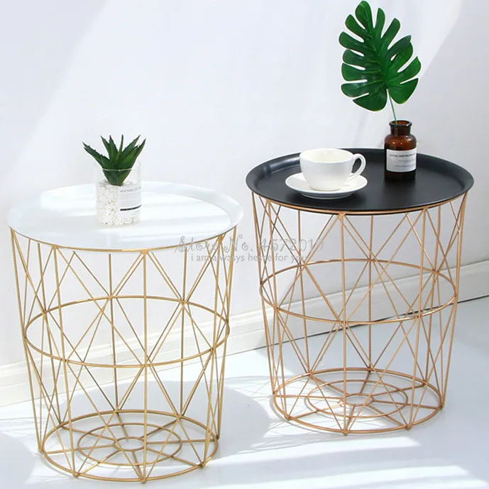 Новый скандинавский Золотистый металлический журнальный столик корзина для