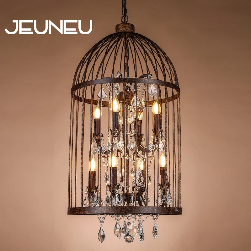 Люстра в стиле ретро железная виде птичьей клетки светодиодное освещение для